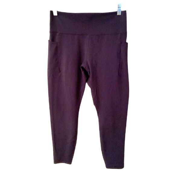 SPYDER ACTIVE SIZE LARGE NAVY BLUE CAPRI HIGH RISE LEGGINGS WITH POCKETS - Picture 1 of 6